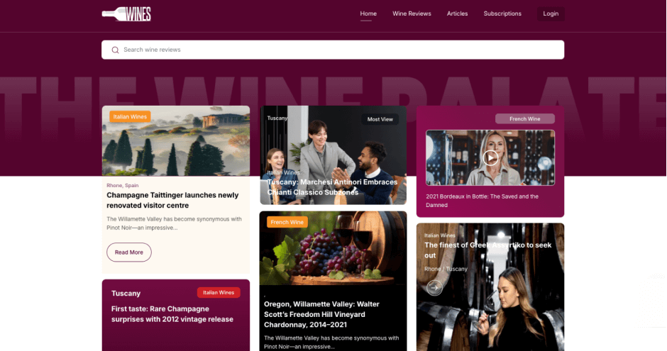 Bitcots Wine Review Website Development Approach