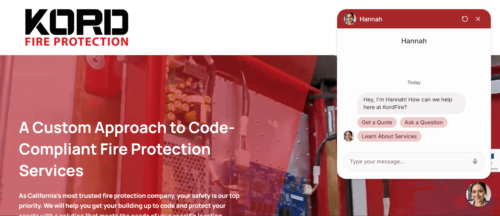 An example of a business website using an AI chatbot for WordPress with OpenAI to capture lead information accurately.