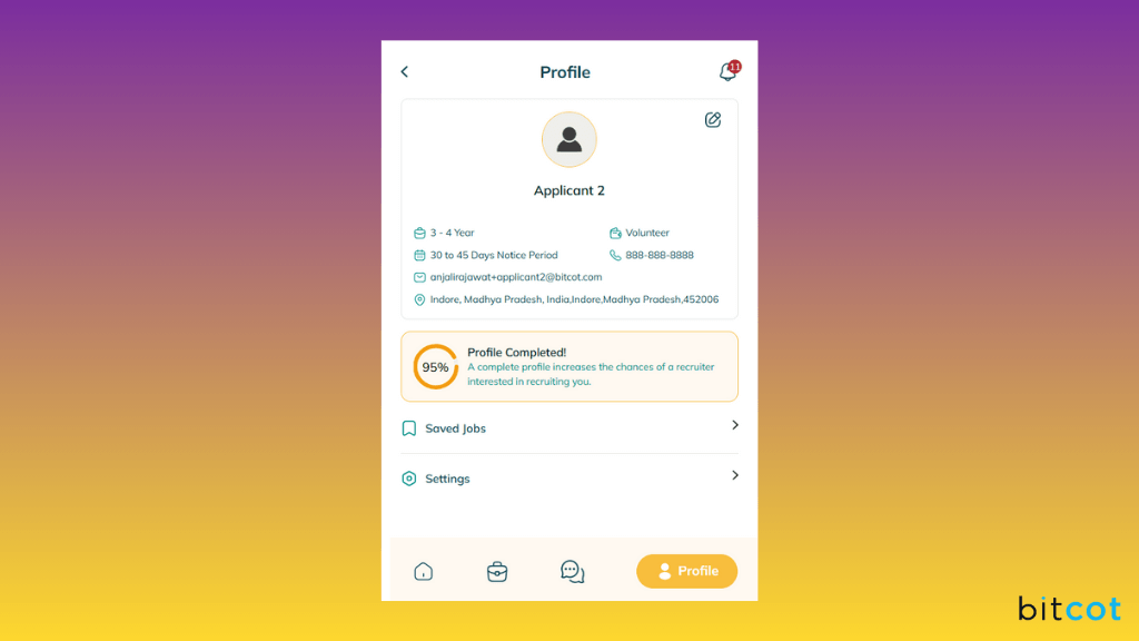 personalized dashboard profile