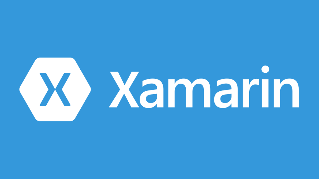 a blue rectangle xamarin framework logo with white text